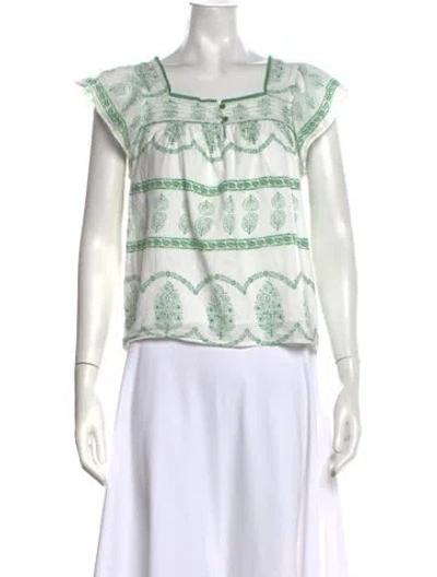 Pre-owned Melissa Nepton Printed Square Neckline Top In Green