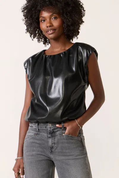 Melissa Nepton Radona Faux Leather Bubble Top In Black