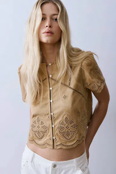 Melissa Nepton Regina Blouse In Tan In Brown