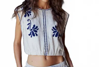 Melissa Nepton Reine Sleeveless Embroidered Top In Lt Beige In White