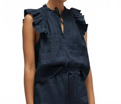 Melissa Nepton Ren Linen Top In Navy In Blue