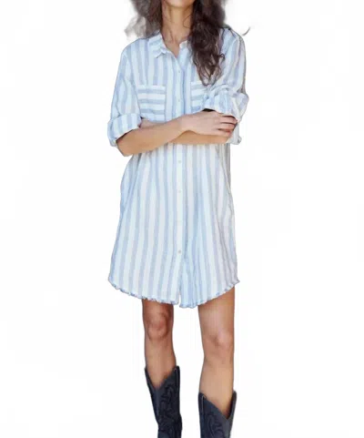 Melissa Nepton Rina Button-tab Dress In Striped Navy In Blue