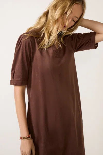 Melissa Nepton Roseli Faux Suede Mini Dress In Brown