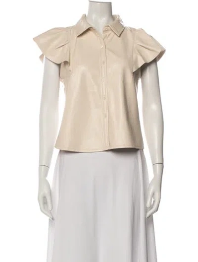 Pre-owned Melissa Nepton Short Sleeve Button-up Top In Neutral