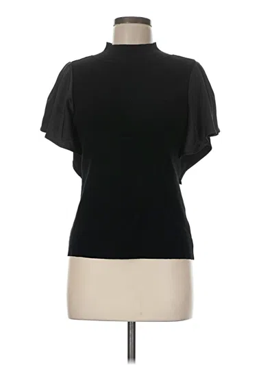 Pre-owned Melissa Nepton Short Sleeve Top Black Mock Neckline Tops