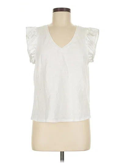 Pre-owned Melissa Nepton Short Sleeve Top White V Neck Tops