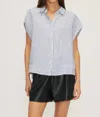 Melissa Nepton Simon Button Stripe Top In Royal Stripe In Multi
