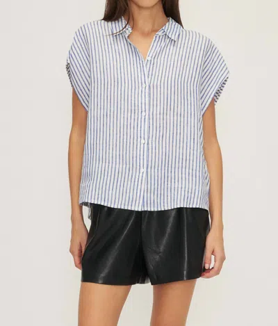 Melissa Nepton Simon Button Stripe Top In Royal Stripe In Multi