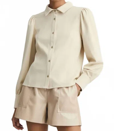 Melissa Nepton Tara Blouson Sleeve Shirt In Cream Suede In Neutral