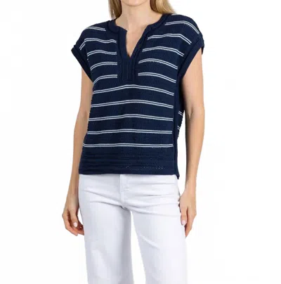 Melissa Nepton Teresa Split V-neck Sweater In Navy Blue