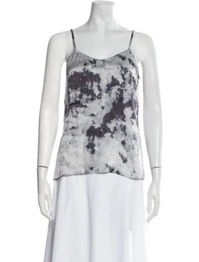 Pre-owned Melissa Nepton Tie-dye Print Scoop Neck Top In White