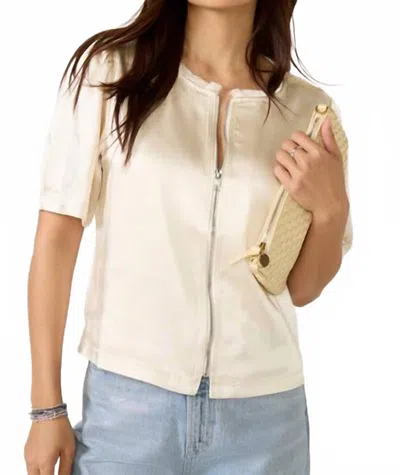 Melissa Nepton Tilly Satin Zip Up Top In Ivory In Neutral