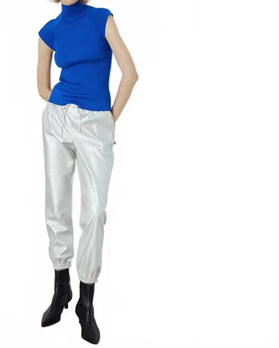Melissa Nepton Tristan Faux Leather Jogger In Metallic Silver In Multi