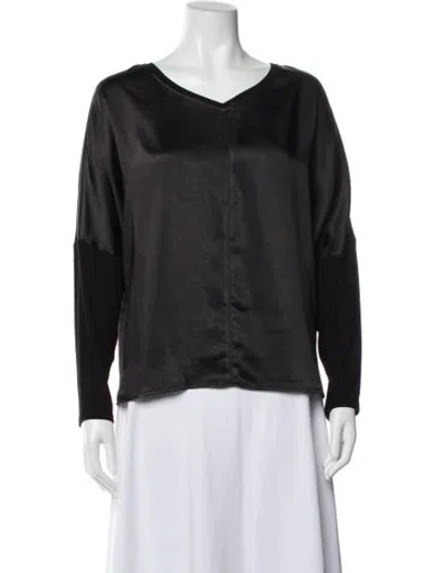 Pre-owned Melissa Nepton V-neck Long Sleeve Top In Gray