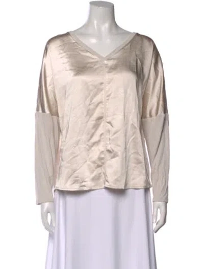 Pre-owned Melissa Nepton V-neck Long Sleeve Top In Neutral