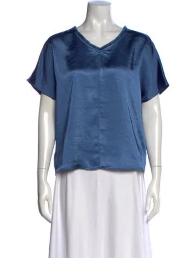 Pre-owned Melissa Nepton V-neck Short Sleeve Top W/ Tags In Blue