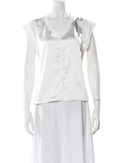 Pre-owned Melissa Nepton V-neck Short Sleeve Top In White