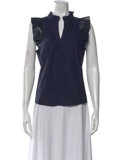 Pre-owned Melissa Nepton V-neck Sleeveless Top In Blue