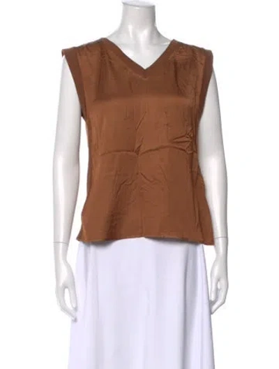 Pre-owned Melissa Nepton V-neck Sleeveless Top In Brown