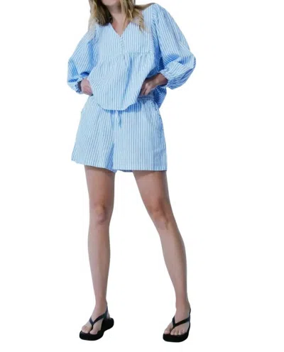 Melissa Nepton Yasmin Short In Light Blue Stripe In Multi