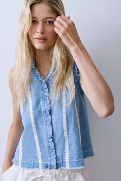 Melissa Nepton Zander Blouse In Denim In Multi