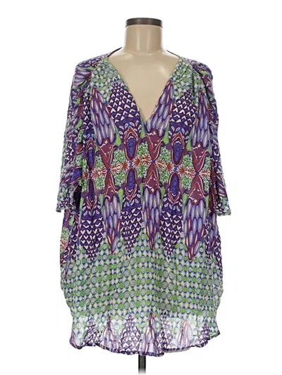 Pre-owned Melissa Odabash 3/4 Sleeve Blouse In Purple