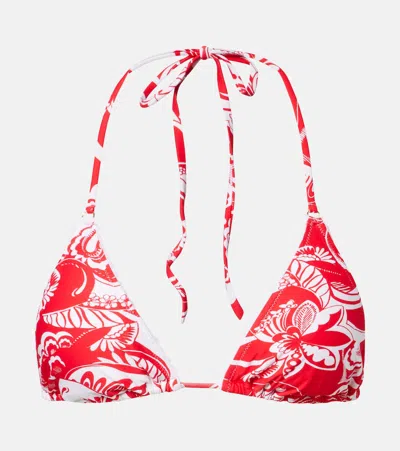 Melissa Odabash Adelaide Floral Bikini Top In Red