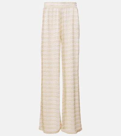 Melissa Odabash Adi Lamé Wide-leg Pants In Gold Knit