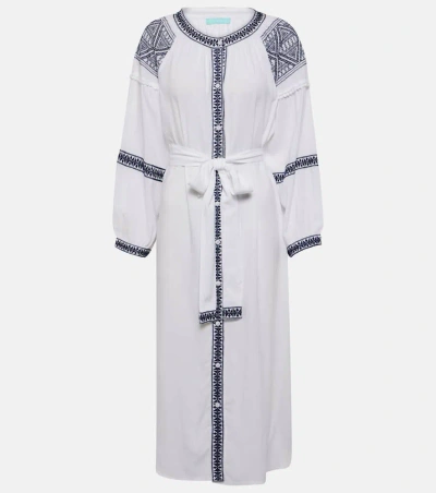 Melissa Odabash Ally Embroidered Midi Dress In White Navy