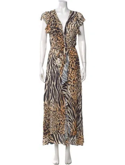 Pre-owned Melissa Odabash Animal Print Long Dress In Black