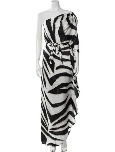 Pre-owned Melissa Odabash Animal Print Long Dress In Black/white