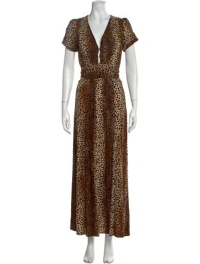 Pre-owned Melissa Odabash Animal Print Long Dress In Brown