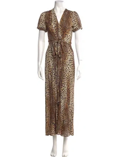 Pre-owned Melissa Odabash Animal Print Long Dress In Brown