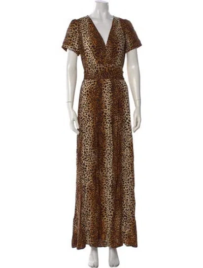 Pre-owned Melissa Odabash Animal Print Long Dress In Brown