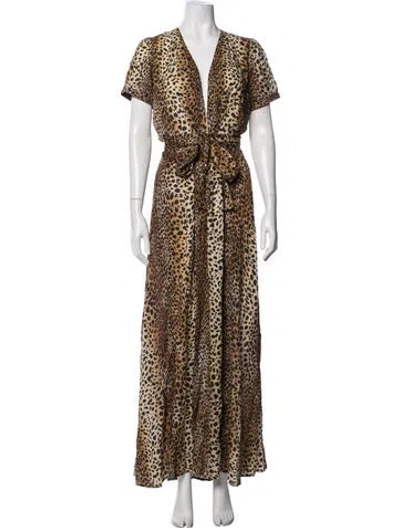 Pre-owned Melissa Odabash Animal Print Long Dress In Neutrals