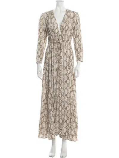 Pre-owned Melissa Odabash Animal Print Long Dress In Neutrals
