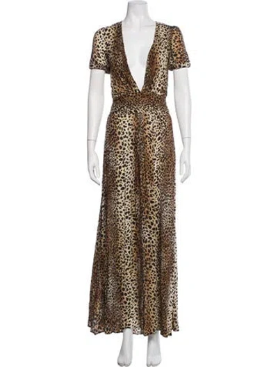 Pre-owned Melissa Odabash Animal Print Long Dress In Neutrals