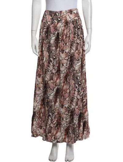 Pre-owned Melissa Odabash Animal Print Long Skirt In Brown
