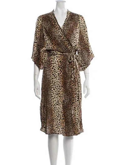 Pre-owned Melissa Odabash Animal Print Midi Length Dress In Neutrals