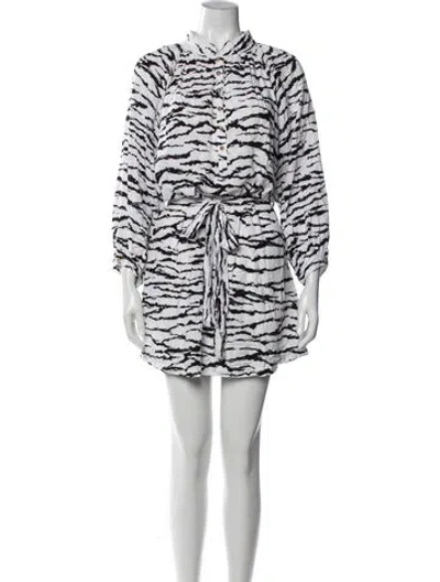 Pre-owned Melissa Odabash Animal Print Mini Dress In White