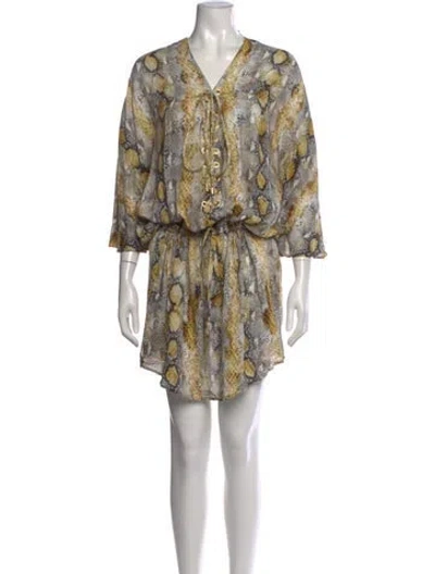 Pre-owned Melissa Odabash Animal Print Mini Dress In Yellow