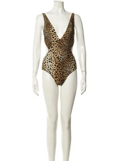 Pre-owned Melissa Odabash Animal Print One-piece W/ Tags In Black