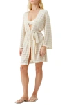 Melissa Odabash Anna Metallic Long Sleeve Cover-up In Gold/cream