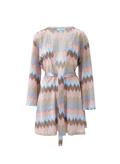 Melissa Odabash Anna Zigzag Stripe Kaftan In Brown