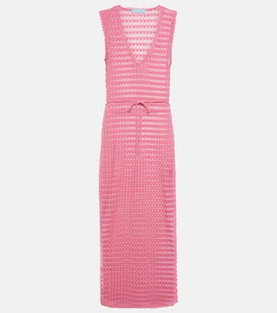 Melissa Odabash Annabel Open-knit Midi Dress In Pink