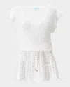 Melissa Odabash Annalise Crochet-knit Mini Dress In White Knit