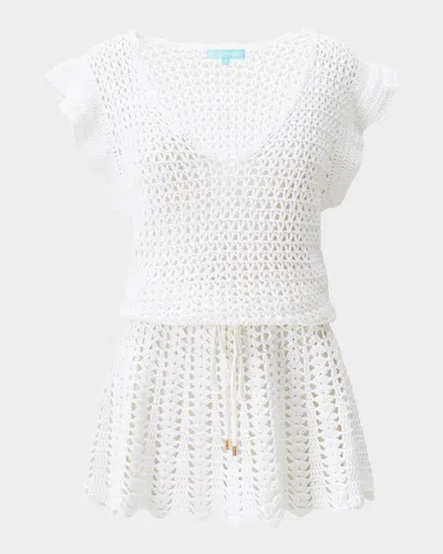 Melissa Odabash Annalise Crochet-knit Mini Dress In White Knit