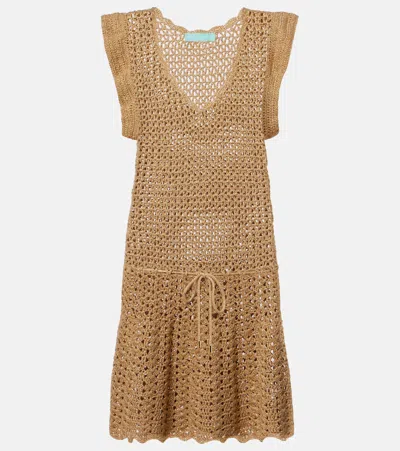 Melissa Odabash Annalise Crochet Lamé Minidress In Brown