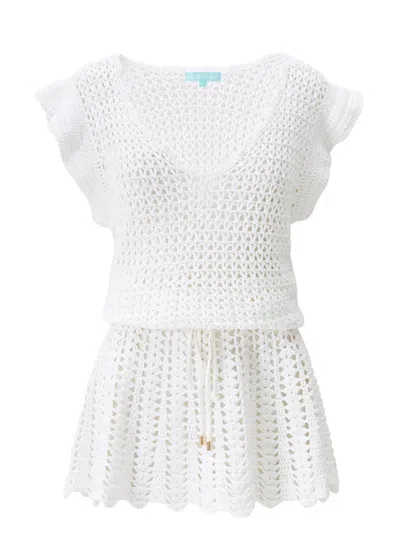 Melissa Odabash Annalise Short Crochet Dress White