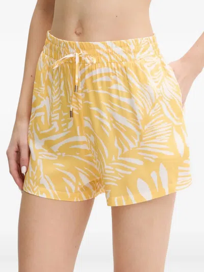 Melissa Odabash Annie Leaf-print Drawstring Shorts In Yellow